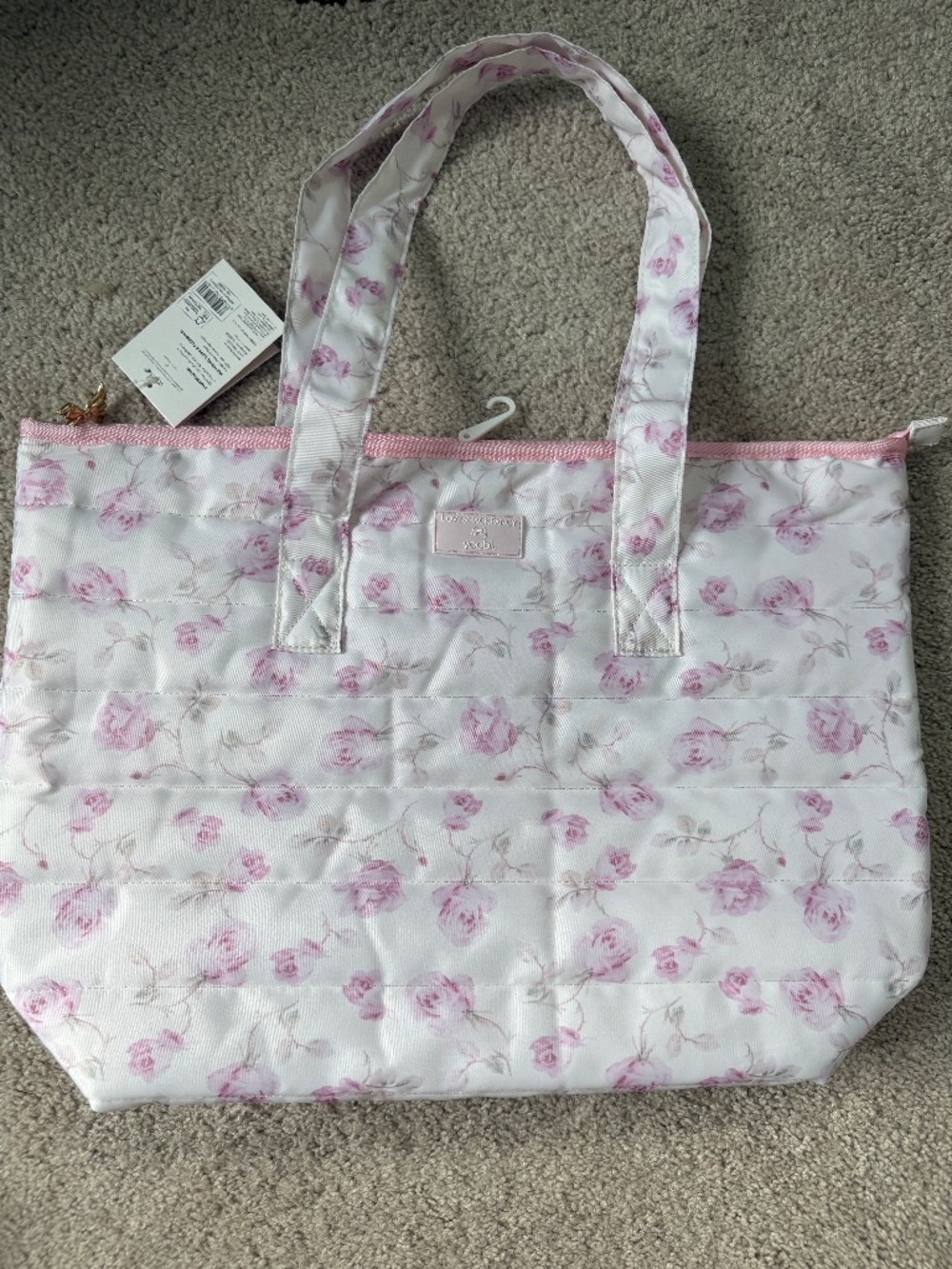 LoveShackFancy │ Yoobi Ribbon Rosa Quilted Tote Bag - Picture 1 of 4